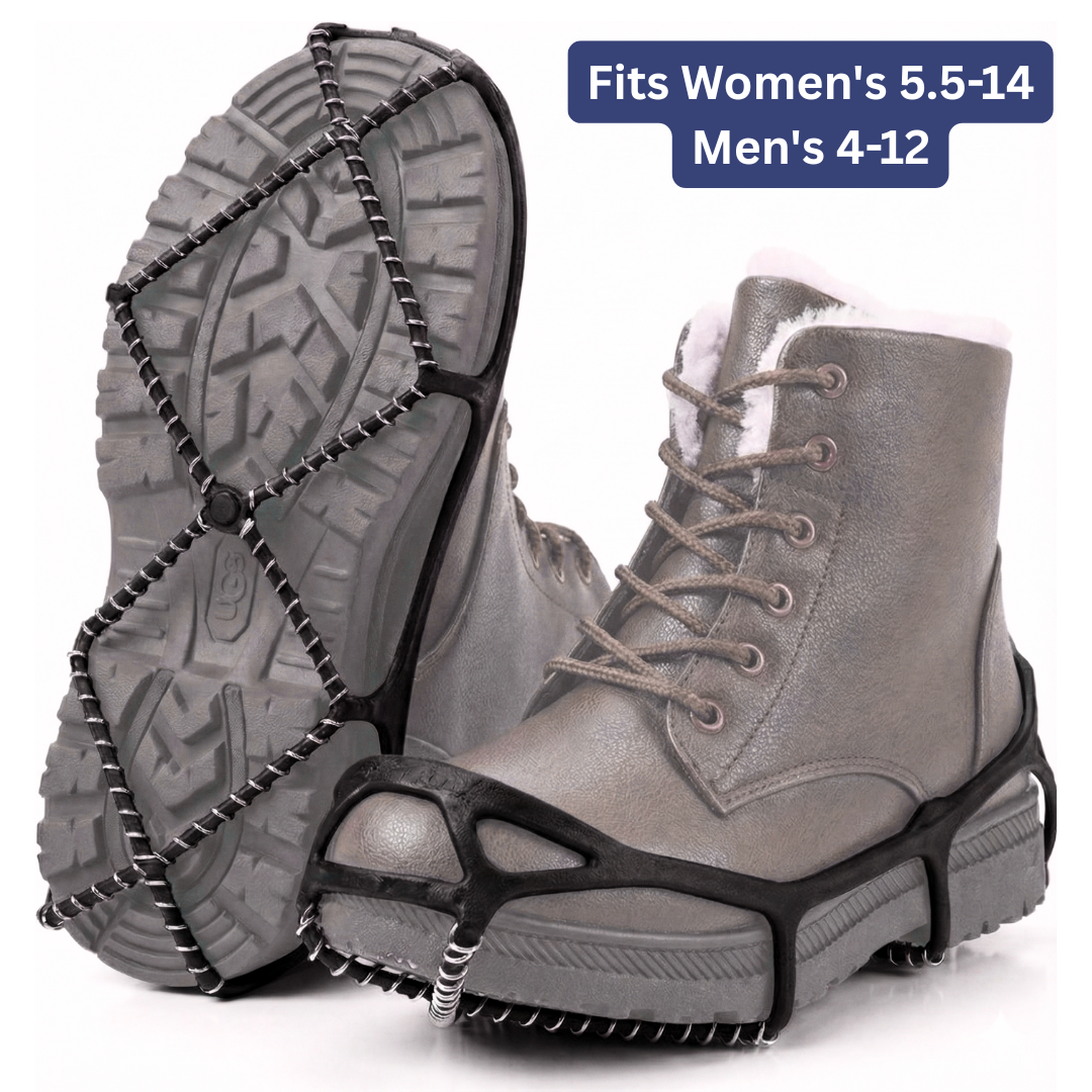 Stretch-fit traction ice cleats boot grips