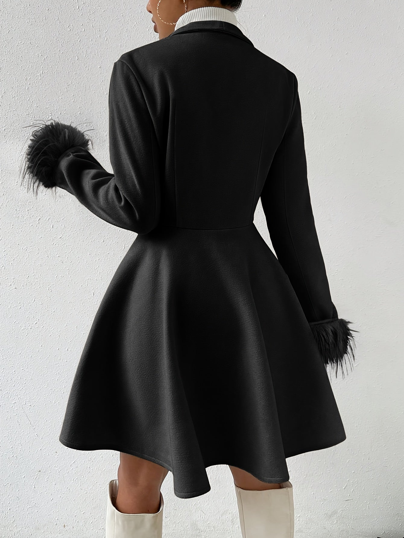Stéphanie™ | Faux-Fur Cuff Fit-and-Flare Coat