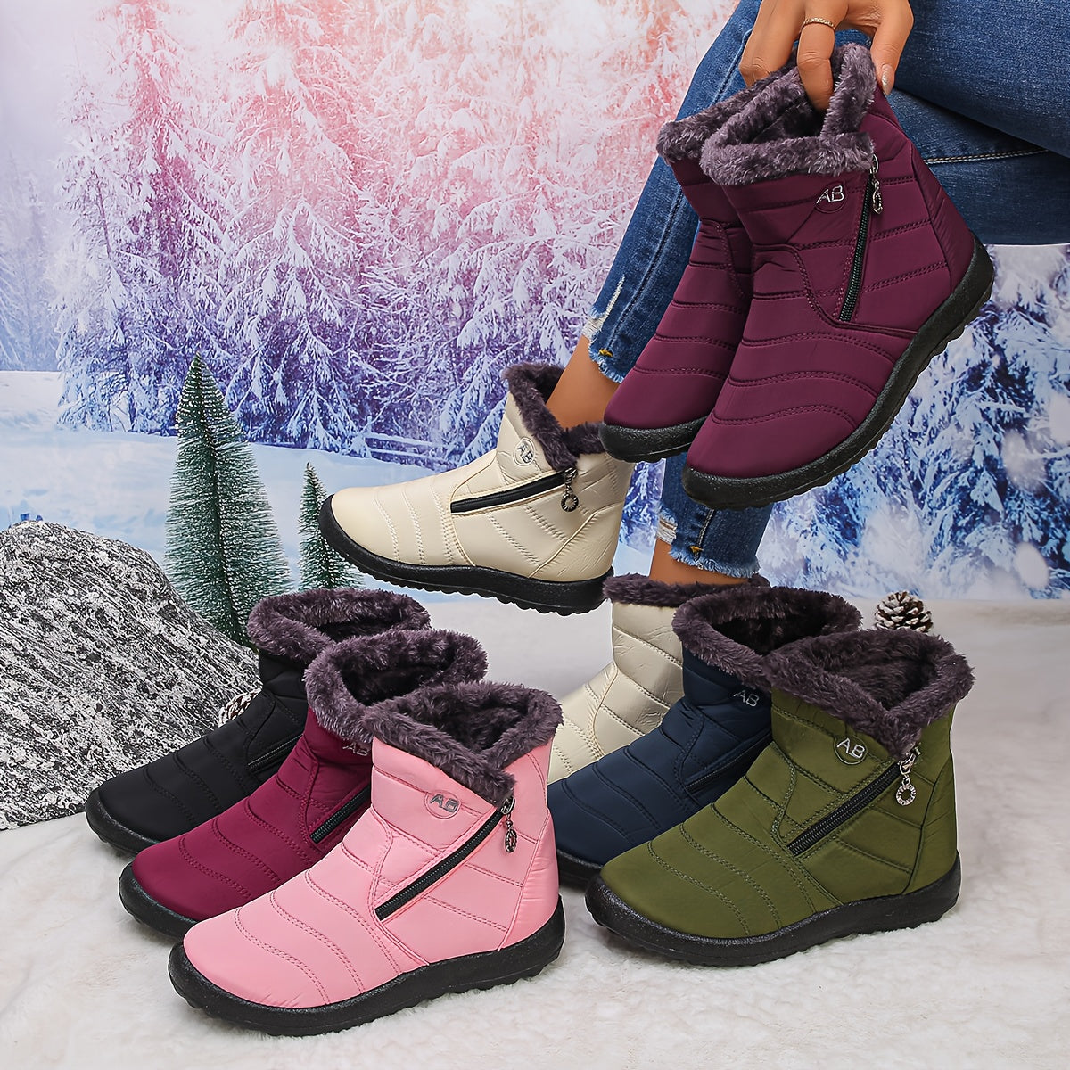 Lucero™ | Quilted Fleece-Lined Zip Winter Boots