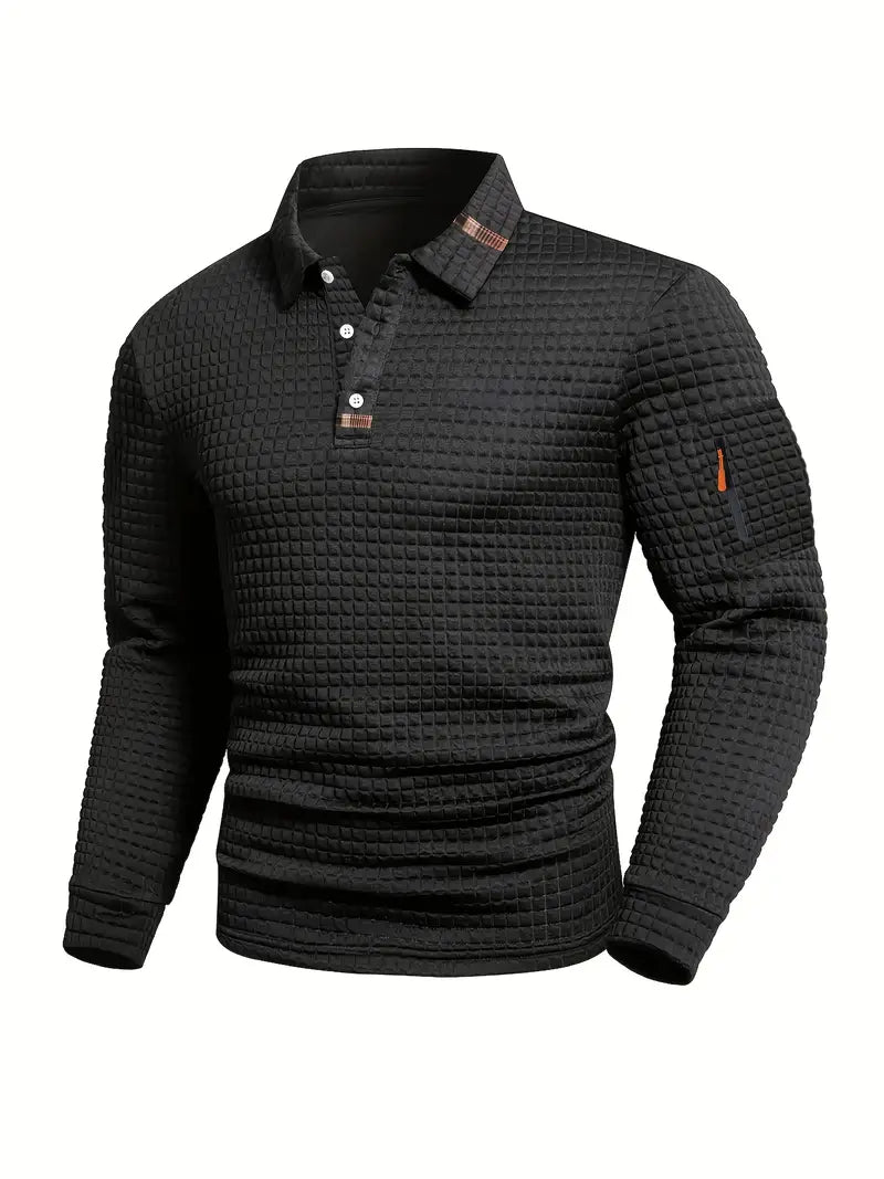 Luis™ | Quilted zip-pocket long-sleeve polo