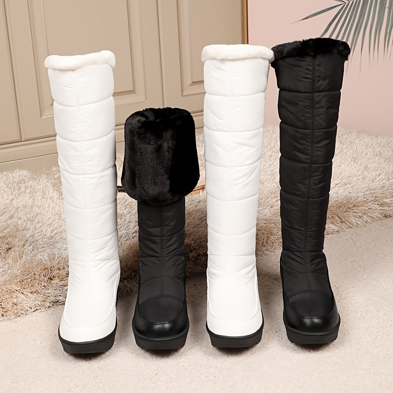 Caroline™ | Quilted faux-fur cuff knee-high snow boots