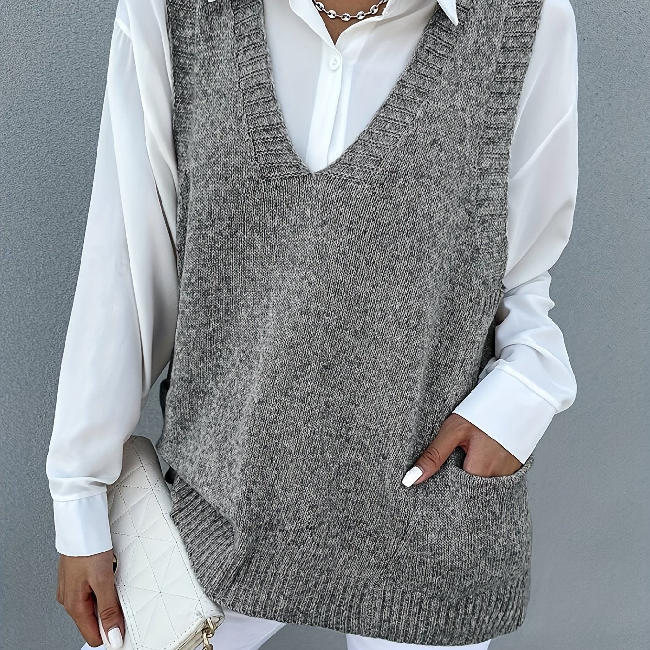Melissa™ | Double-Fleece V-Neck sweater vest