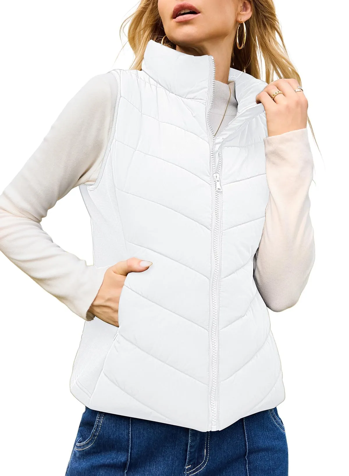 Ella™ | Quilted zip-up stand-collar puffer vest
