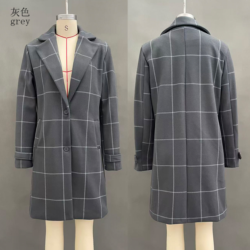 Sophisticated Windowpane Plaid Wool Coat