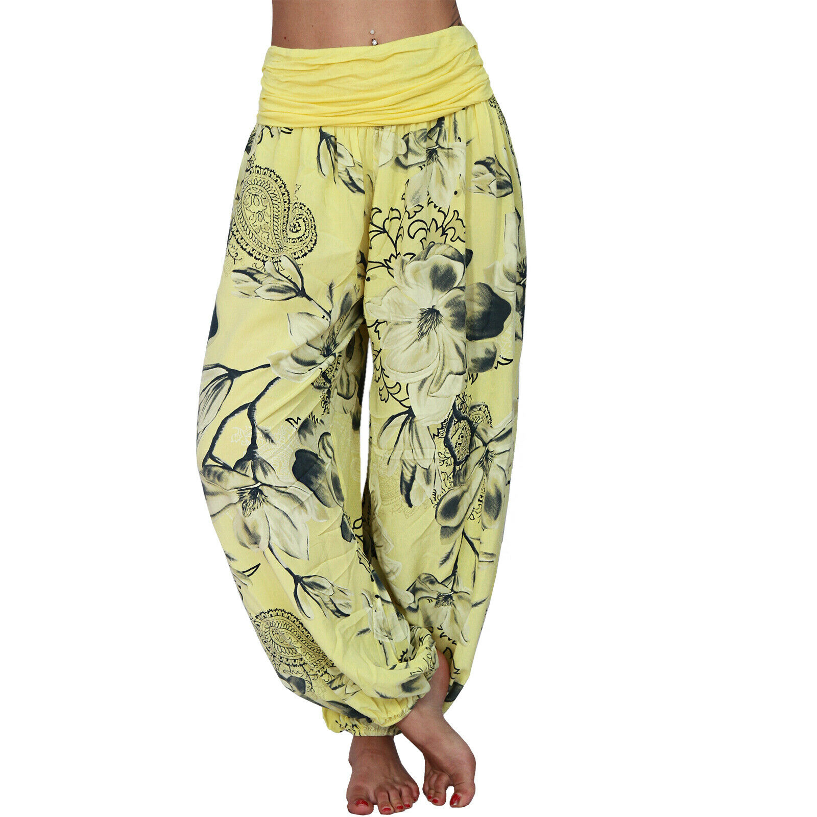 Elegant Floral Smocked Harem Pants
