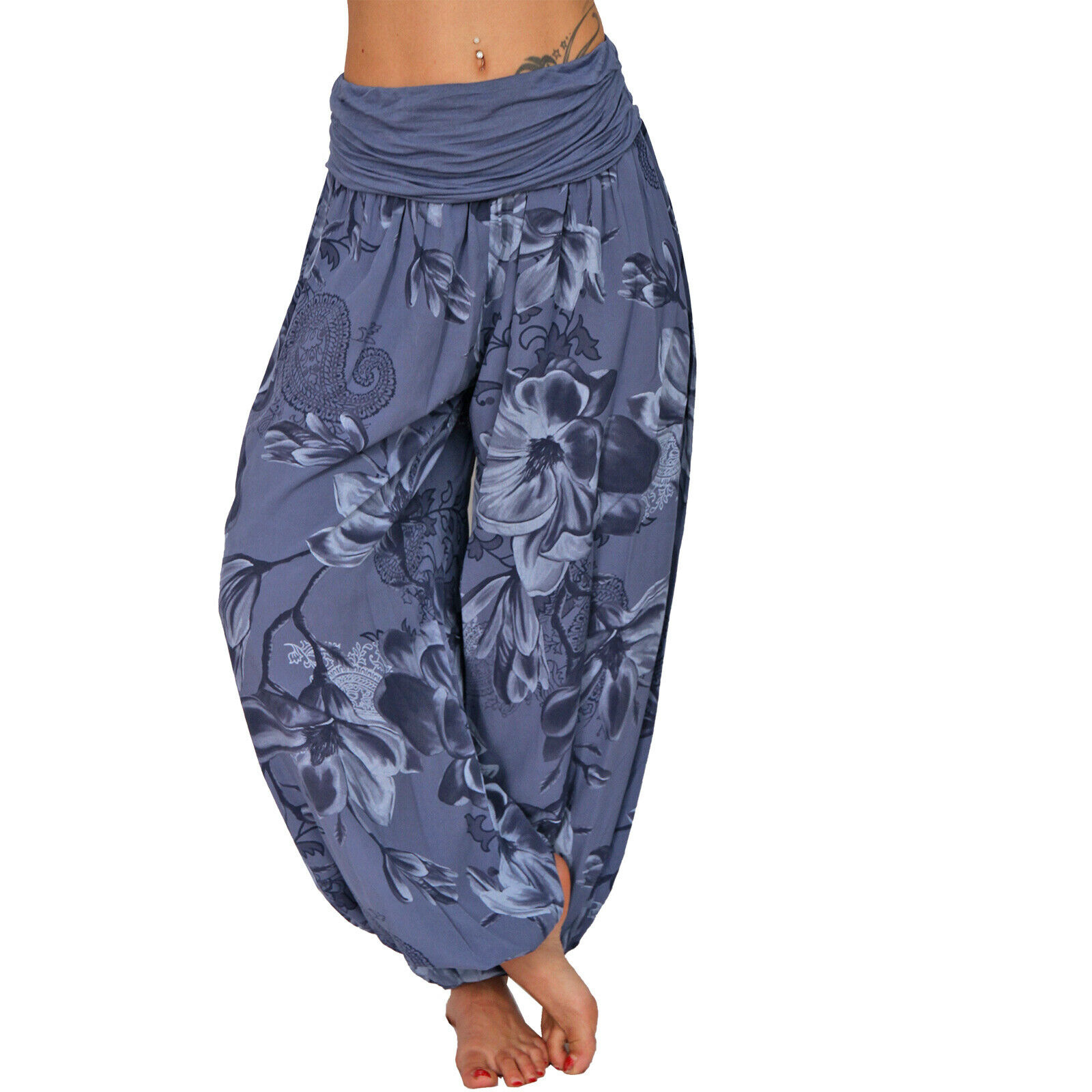 Elegant Floral Smocked Harem Pants
