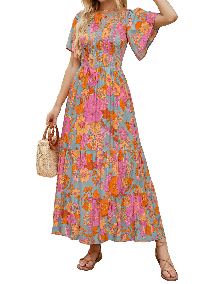 Elegant Floral Print V-Neck Maxi Dress Elegant Floral Print V-Neck Maxi Dress