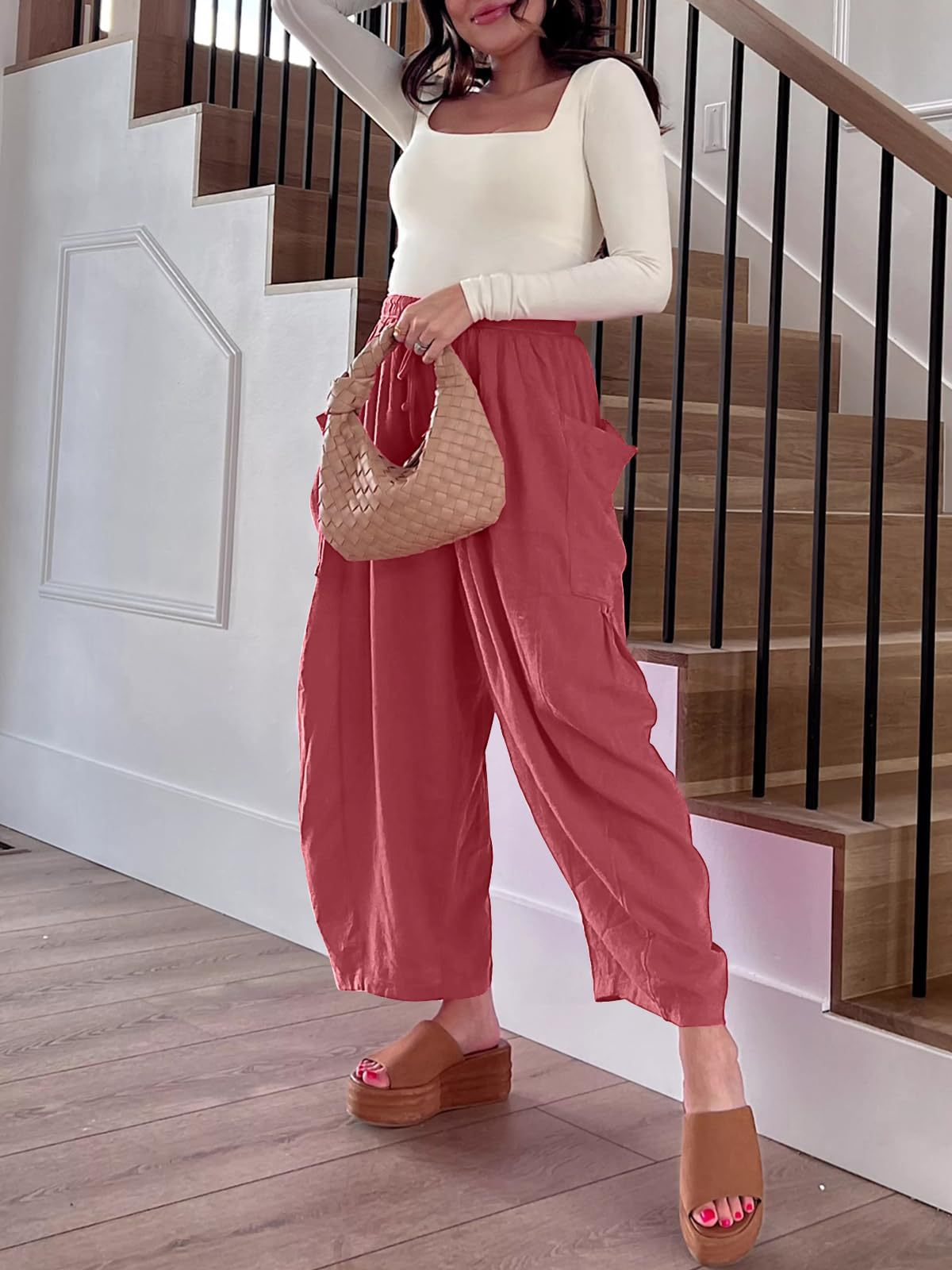 Casual High-Waist Wide-Leg Pants