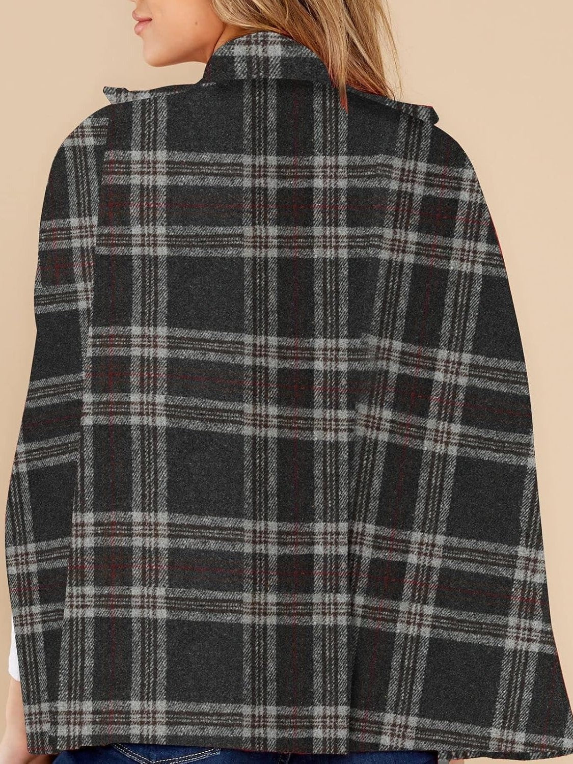 Clara™ | Plaid double-breasted cape coat