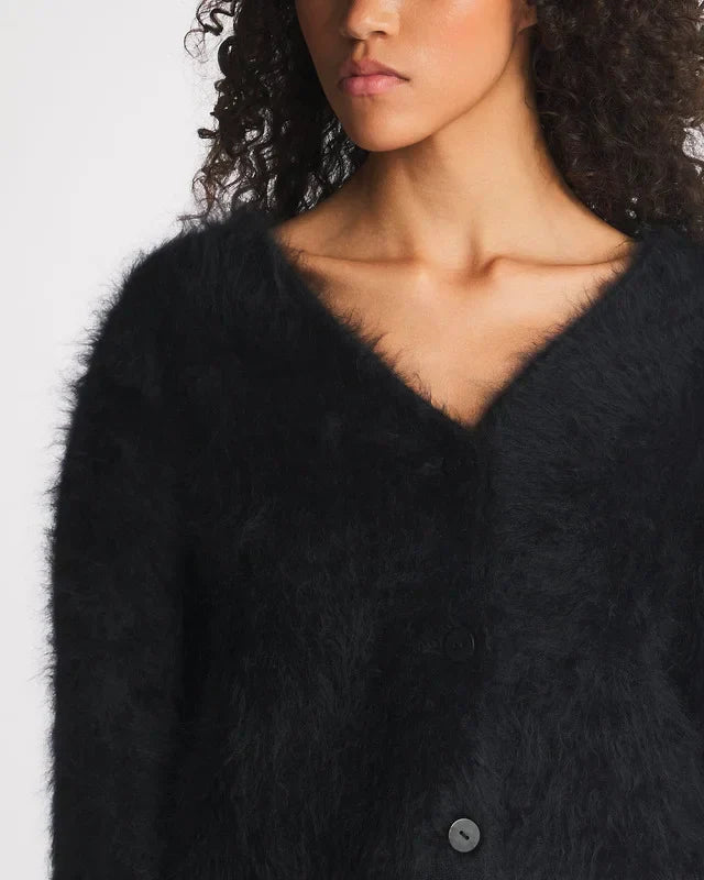 Fortunata™ | Fluffy V-neck button cardigan