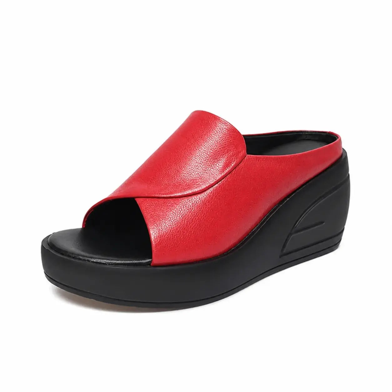 Platform Leather Slide Mules
