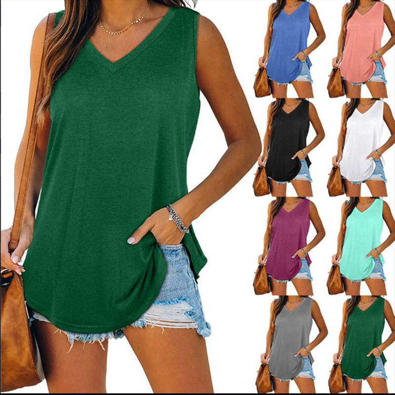 V-Neck Casual Loose-Fit Sleeveless Tank Top