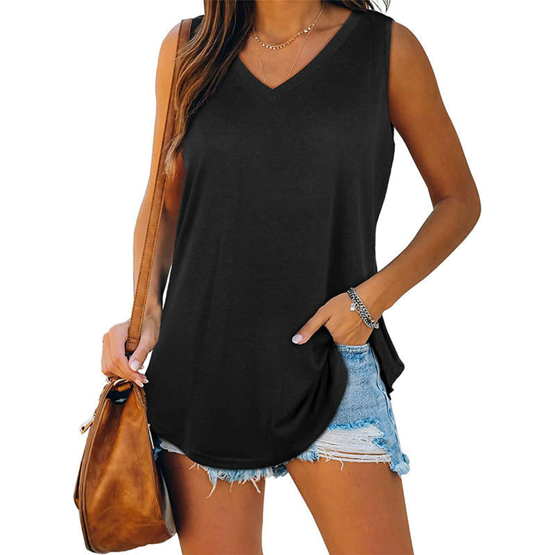 V-Neck Casual Loose-Fit Sleeveless Tank Top