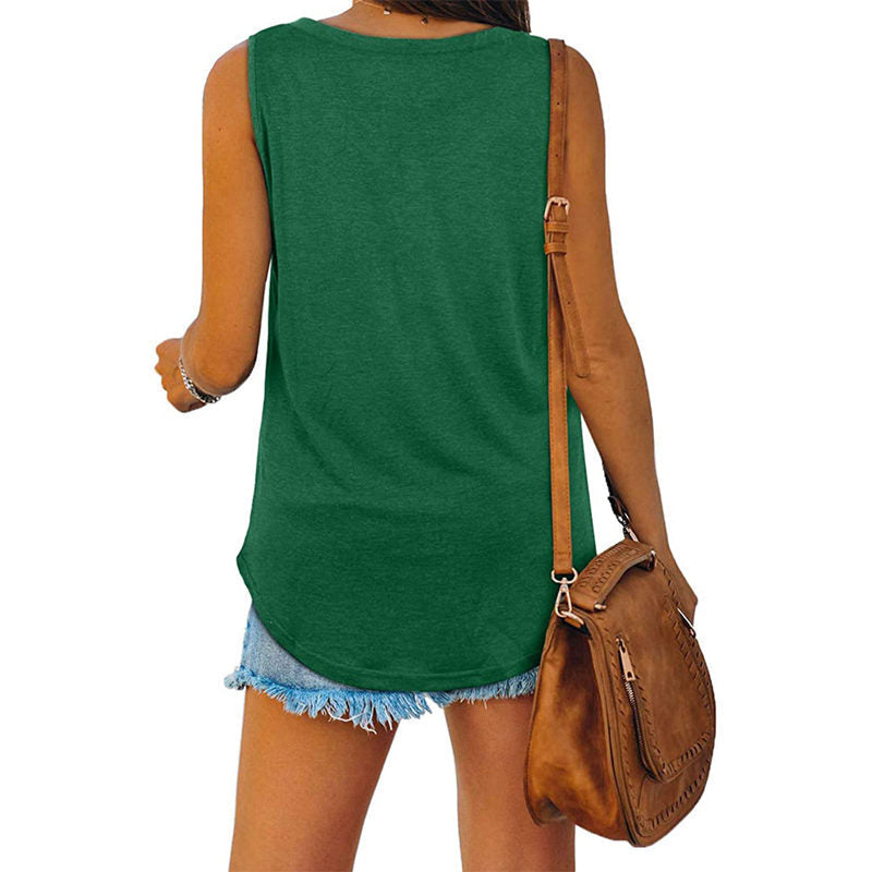 V-Neck Casual Loose-Fit Sleeveless Tank Top
