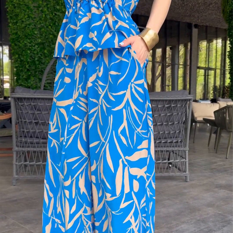 Faye™ | Elegant Printed Set with Wide Pants