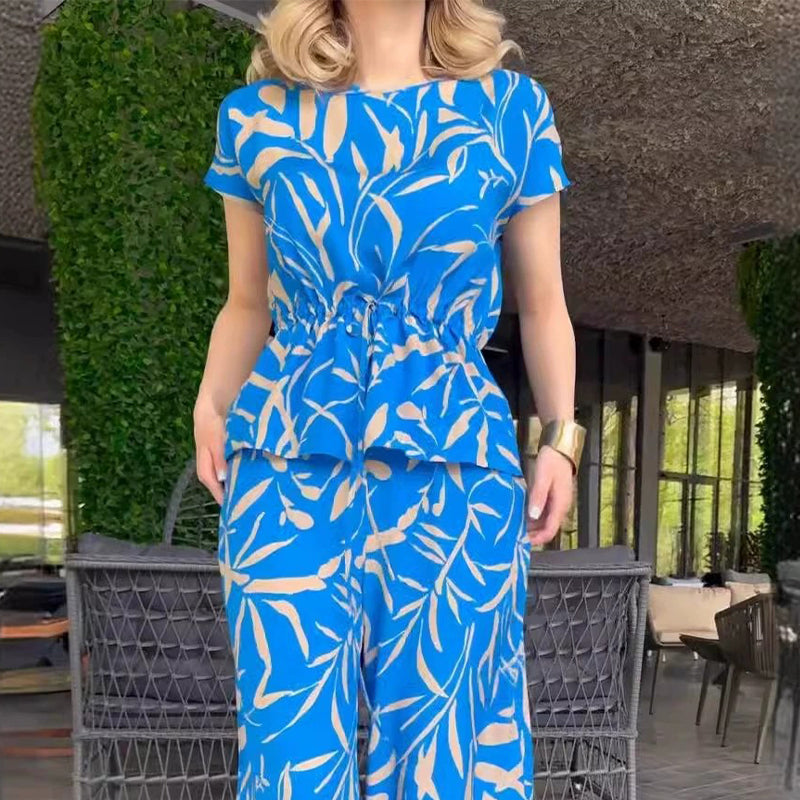 Faye™ | Elegant Printed Set with Wide Pants