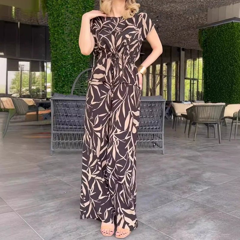 Faye™ | Elegant Printed Set with Wide Pants